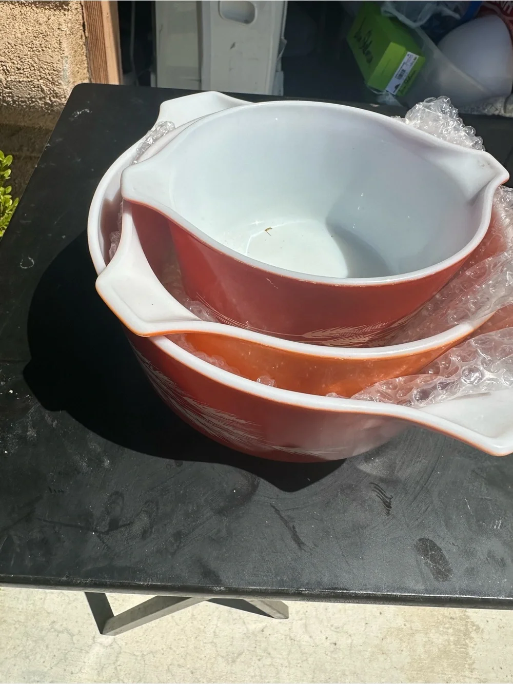 Vintage Style Orange Mixing Bowl Set - 3 Piece